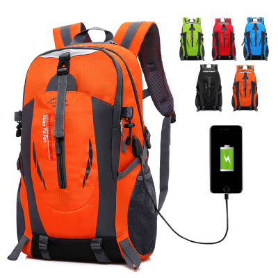 USB rechargeable bag double shoulder bag male large capacity outdoor mountaineering bag women sports leisure travel bag - moojoy