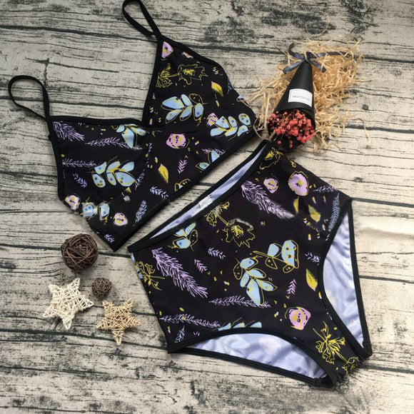 New Print Swimwear Bikini Europe and America Split High Waist Women Sexy Bikini - moojoy