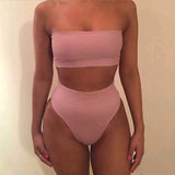 Quick selling explosive edition, fashionable chest wrapped + triangle shorts, bikini split swimsuit, sportswear 6 color spot - moojoy