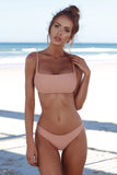 Split solid color bikini tight swimsuit backless sexy European and American swimwear - moojoy