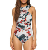 sexy solid color chest cross cover belly slimming conjoined ladies swimsuit bikini large size swimsuit - moojoy