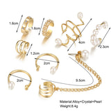 17KM Gold Leaves Ear Cuff Black Non-Piercing Ear Clips Fake Cartilage Earrings Clip Earrings For Women Men Wholesale Jewelry