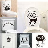 Funny Smile Bathroom Wall Stickers Toilet Home Decoration Waterproof Wall Decals For Toilet Sticker Decorative Poster Home Decor - moojoy
