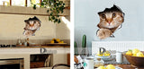 Hole View Cat Dog 3D Wall Sticker Bathroom Toilet Kids Room Decoration Wall Decals Sticker Refrigerator Waterproof Poster - moojoy