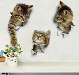 Hole View Cat Dog 3D Wall Sticker Bathroom Toilet Kids Room Decoration Wall Decals Sticker Refrigerator Waterproof Poster - moojoy