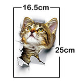 Hole View Cat Dog 3D Wall Sticker Bathroom Toilet Kids Room Decoration Wall Decals Sticker Refrigerator Waterproof Poster - moojoy