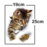 Hole View Cat Dog 3D Wall Sticker Bathroom Toilet Kids Room Decoration Wall Decals Sticker Refrigerator Waterproof Poster - moojoy