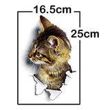 Hole View Cat Dog 3D Wall Sticker Bathroom Toilet Kids Room Decoration Wall Decals Sticker Refrigerator Waterproof Poster - moojoy