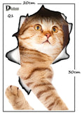 Hole View Cat Dog 3D Wall Sticker Bathroom Toilet Kids Room Decoration Wall Decals Sticker Refrigerator Waterproof Poster - moojoy