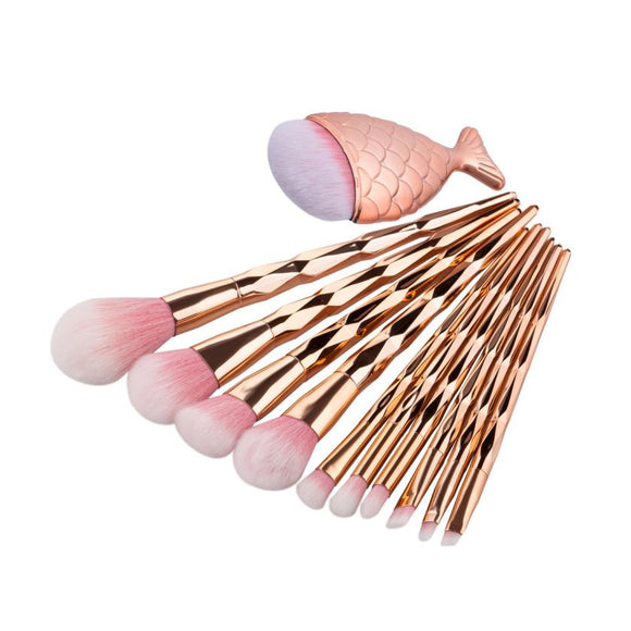1pcs Diamond Fish Makeup Brush Set Foundation Blending Power Eyeshadow Contour Concealer Blush Cosmetic Beauty Make Up - moojoy
