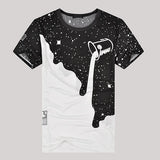 Men Fashion Summer Milk Poured Pattern Inverted Milk 3D T shirt Printed Short Sleeve Round Neck Slim casual T-shirt hot - moojoy