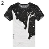 Men Fashion Summer Milk Poured Pattern Inverted Milk 3D T shirt Printed Short Sleeve Round Neck Slim casual T-shirt hot - moojoy