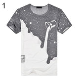 Men Fashion Summer Milk Poured Pattern Inverted Milk 3D T shirt Printed Short Sleeve Round Neck Slim casual T-shirt hot - moojoy