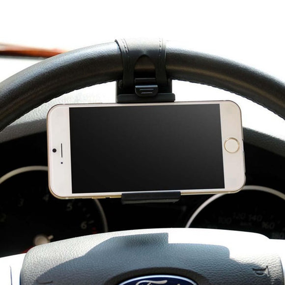 Car Steering Wheel Car Phone Holder Stand GPS Navigation Drive Bike Handlebar Clip Mount Bunt Bracket For iPhone Samsung Xiaomi - moojoy