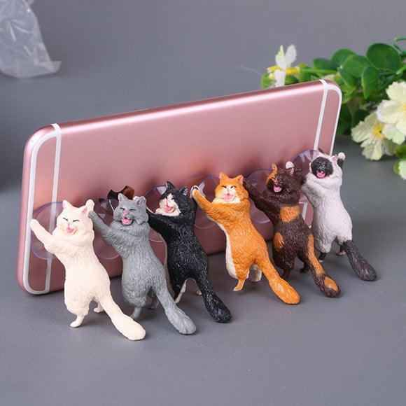 Phone Holder Cute Cat Support Resin Mobile Phone Holder Stand Sucker Tablets Desk Sucker Design high quality Smartphone Holder - moojoy