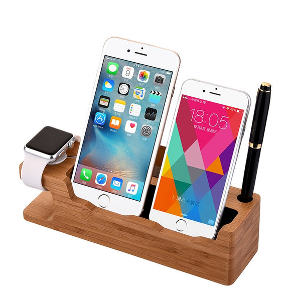 Wooden Charging Dock Station Mobile Phone Stand Holder Charger For Apple iPhone X 8 7 Plus 6 6S Plus 4s 5s SE For apple Watch - moojoy