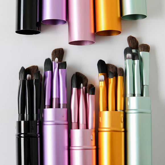 5pcs Travel Portable Mini Eye Makeup Brushes Set Reals Eyeshadow Eyeliner Eyebrow Brush Lip Make Up Brushes kit Professional - moojoy